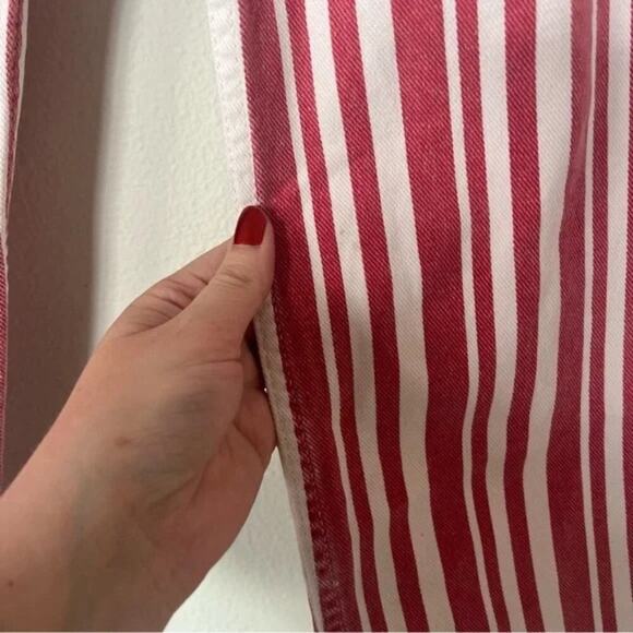 Urban Outfitters BDG Austen Striped Belted Wide Leg Cropped Jeans - Picture 5 of 8